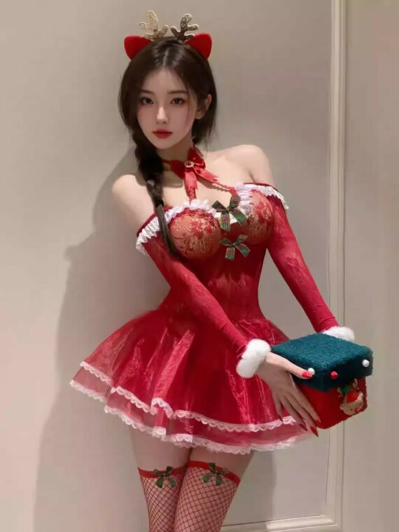 Sexy-Christmas-Halter-Neck-Pajamas-Cosplaying-as-a-Reindeer-Uniform-4